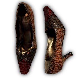 Midnight Velvet Lucille Snake Print Pointed Toe Heels